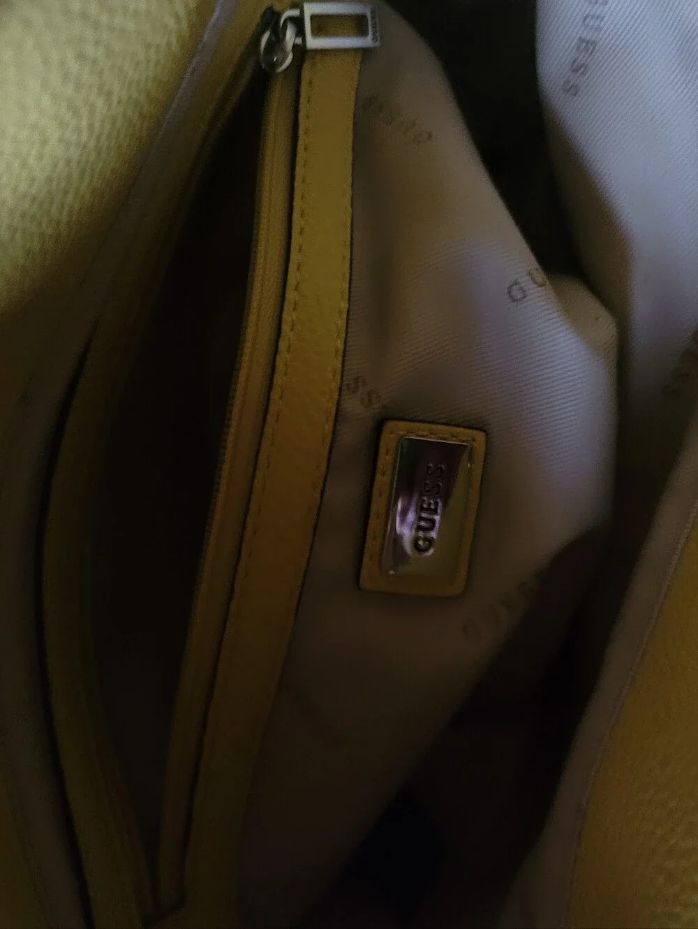GUESS Yellow Satchel with Front Zip Pocket